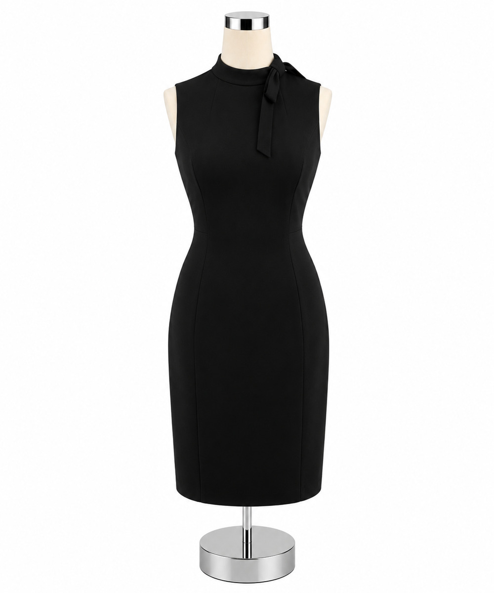 Calvin Klein Nova Tie-Neck Sheath Dress Black Size 4 NWT